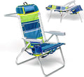 Homevative Backpack Fold-Up Beach Chair 5 Positions Towel bar Cooler Storage Pouch Cup Holder and Phone Pocket