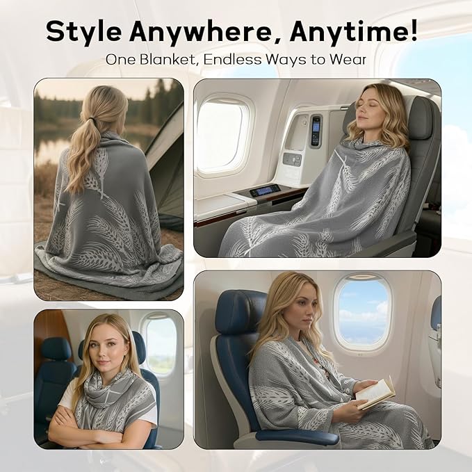 Travel Blanket Airplane - Ultra Soft &amp Lightweight Knit Design Compact Airplane Blanket53x72 InchStylish Travel Shawl Wraps for FlightsOfficeHome UseTravel Essentials &amp Gifts