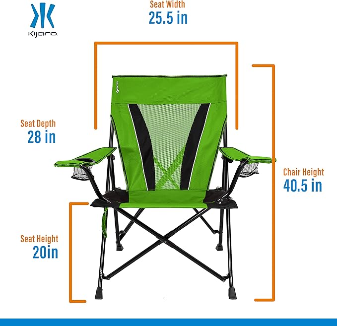 Kijaro XXL Dual Lock Portable Camping Chair - Supports Up to 400lbs - Enjoy The Outdoors in a Versatile Folding Sports &amp Outdoor Chair