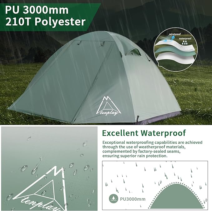 Camping Tent Easy Setup 1-2-8-10 Person Waterproof and Portable Tent for Camping Hiking Outdoor