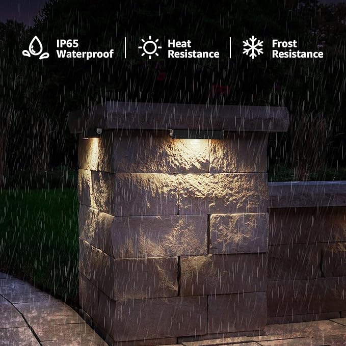 SUNVIE 7 Inch Retaining Wall Lights 5W LED Hardscape Lighting 12V-24V Low Voltage Step Lights 3000K Warm White Waterproof Outdoor Landscape Lighting for Patio Walls Stairs 12-Pack with Connectors