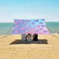 ALAZA Leopard Print Cheetah Holographic Style Beach Tent Sun Shelter UPF50+ Protection Beach Shade Canopy w/ 4 Sandbags for Outdoor Camping Fishing Backyard Fun Picnic 10x9 ft
