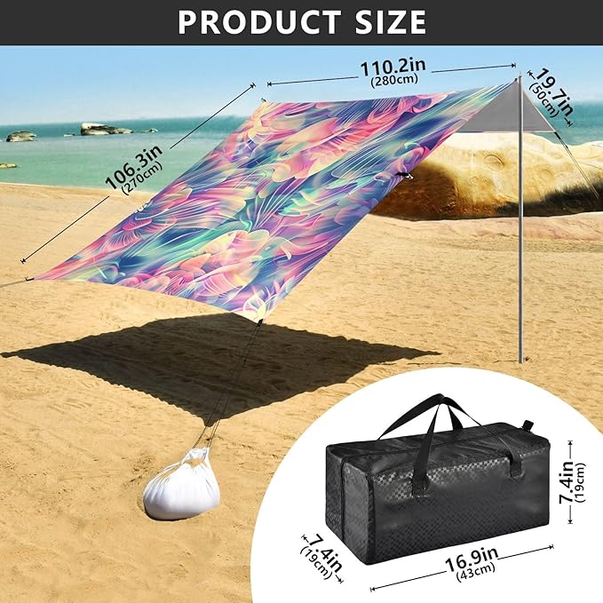 Beach Tent Sun Shelter Abstract Fantasy Flowers Lightweight &amp Easy Setup Beach Shade Canopy for Camping Fishing