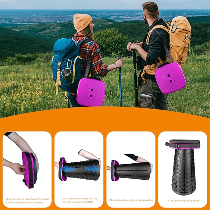 Foldable Camping Stool with Cushion Portable Folding Stool with Nylon Bag Collapsible Stool for Adults Portable Max Load 550 LB
