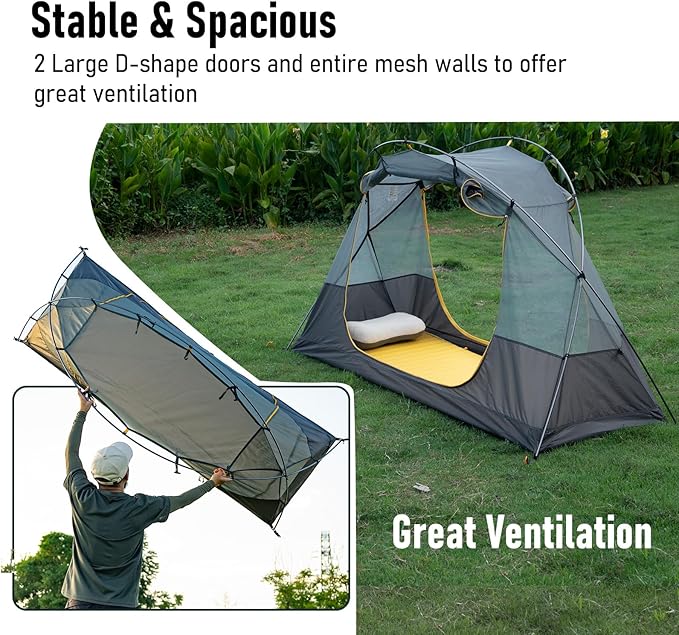 iClimb 1 Hooded 3M Thinsulate Insulation Warm Blanket and 1 Ultralight 4 Season Solo Tent Bundle Ultralight Compact for Adults Outdoor Camping Backpacking Hiking