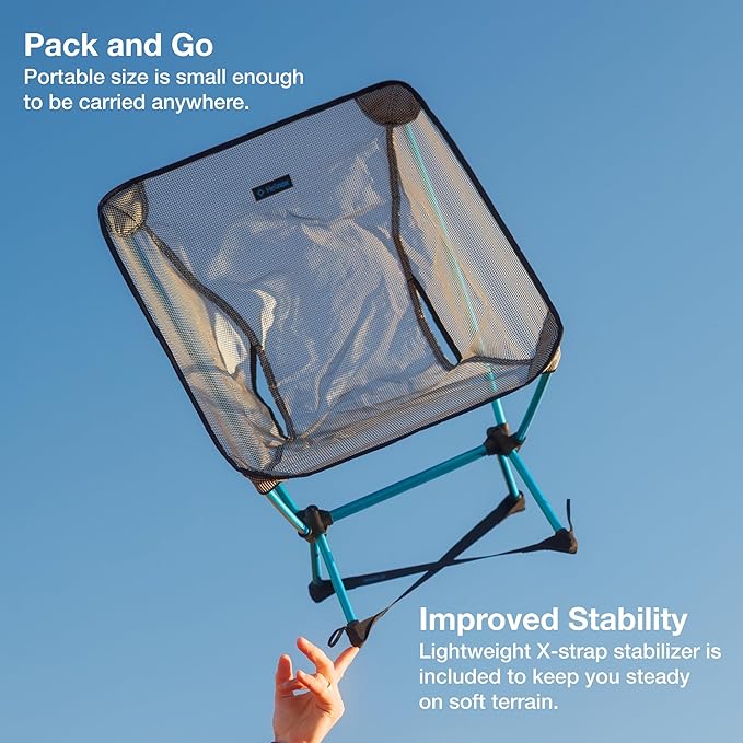 Helinox Chair Zero LT 1.12 lbs Lightweight Camping Chair Durable Ripstop Compact Size Portable and Packable Seat Strong and Ultralight Frame Backpacking Travel Essential Cyan