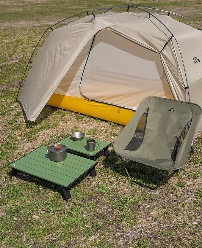 iClimb 1 Mini Folding Table and 1 Anti-Sink Large Feet Chair Ultralight Compact for Adults Outdoor Camping Backpacking Hiking