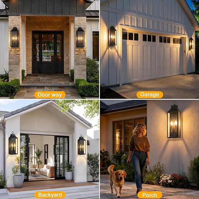 2-Pack 18 Outdoor Wall Light FixturesModern Exterior Lighting Fixtures Wall MountAnti-Rust Porch Lights with Clear GlassWaterproof Outside Wall Sconce Lights for House Garage PatioE12 Base