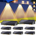 BrizLabs Solar Fence Lights Outdoor 3 Color (2700K/4500K/6500K) &amp 6 Modes Solar Wall Light 8 Pack 250lm LED Patio Deck Lighting IP65 Waterproof Fence Lighting for Outside Backyard Patio Railing