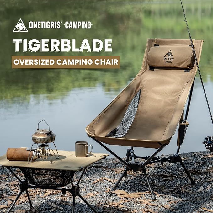 ONETIGRIS Tigerblade High Back Camping Chair with Pillow Design Comfortable Widened Seat Folding Chair