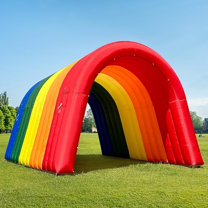 OZIS 16Ft Inflatable Tunnel Entrance Sports with Installed Blower Inflatable Football Tunnel Tent Entryway for Business Advertising Event Exhibition Promotion(Rainbow16x10x10Ft)