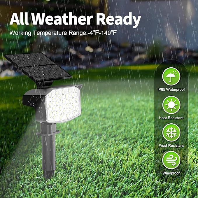 8 Pack Solar Spot Lights Outdoor Waterproof IP65 Adjustable 3 Lighting Modes Solar Powered Landscape Spotlights for Yard Garden Pathway(Cool White)
