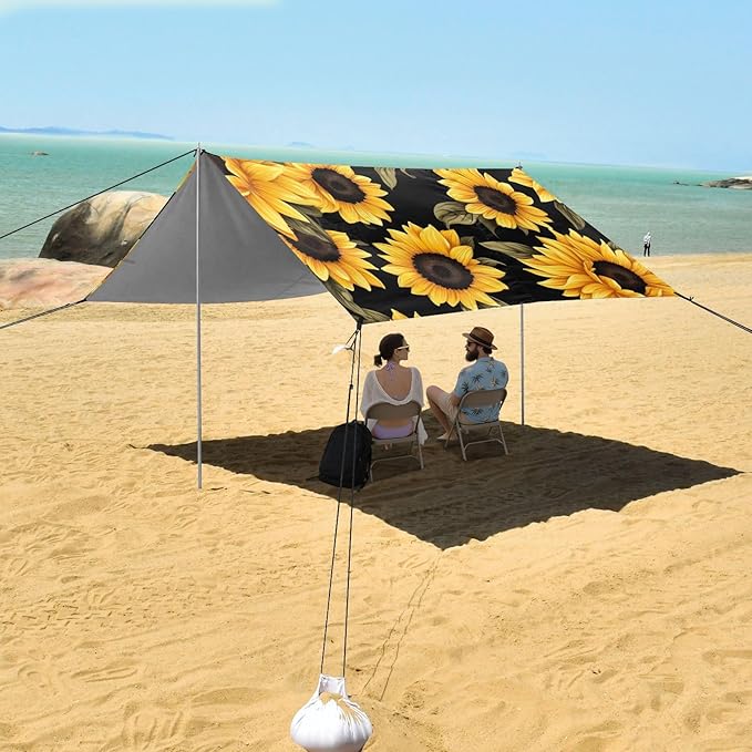 SunfloerCamping Sun Shelters 9.2 x 10.5 FT Beach Canopy Tent Sun Shade with Carrying Bag for Camping Trips Fishing Backyard Fun or Picnics 21341699