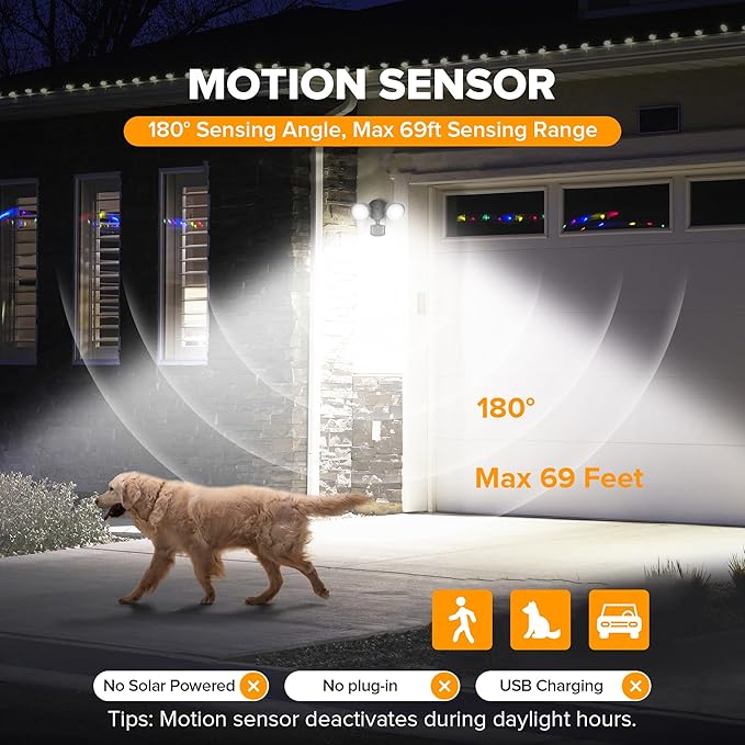 LUTEC 32W 3500 Lumen LED Security Lights Motion Sensor Light Outdoor 5000K Daylight IP65 Waterproof Dusk to Dawn Hardwired Motion Detector Flood Light for Garage Yard Porch-Black