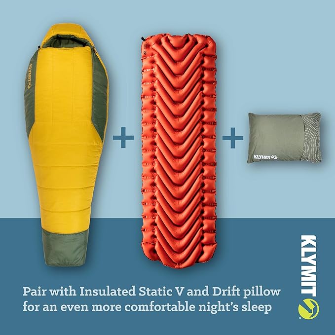 Klymit Sleeping-Bags KLYMIT Wild Aspen Lightweight Mummy Sleeping Bag Best Gear for Cold Weather Camping Hiking Backpacking Pair with Static V Sleeping Pad (Size Regular to XL)