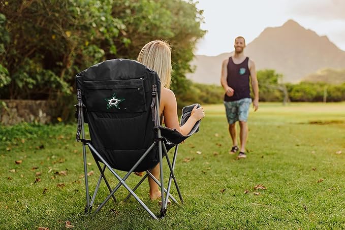 PICNIC TIME NHL Seattle Kraken Reclining Camp Chair Beach Chair for Adults Sports Chair with Carry Bag (Black with Gray Accents)