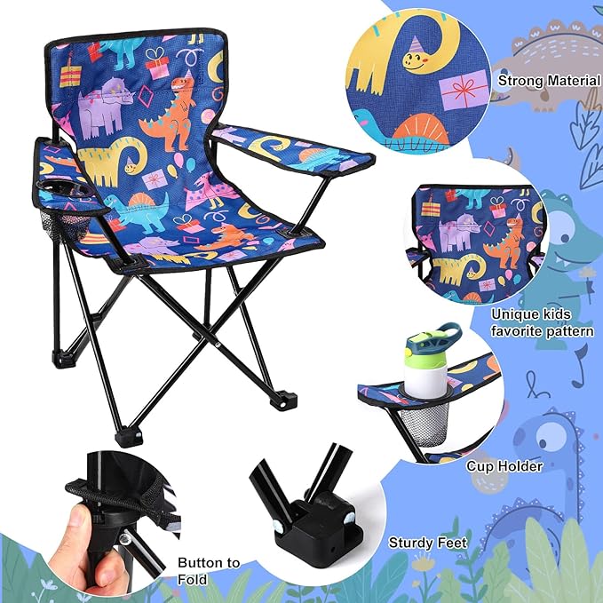 KABOER Kids Outdoor Folding Lawn and Camping Chair with Cup Holder and Carrying Bag Children's Camping Chairs
