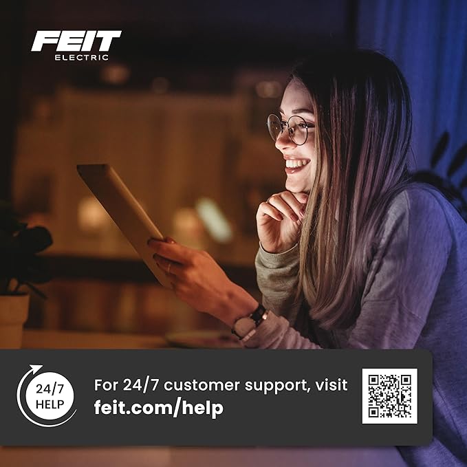 Feit Electric Permanent Outdoor Lights Smart String Lights 100FT LED Lights 2.4GHz WiFi-Enabled Under Eaves Light Works with Alexa and Google Asst App Control Weatherproof SL100-60/RGBTW/AG