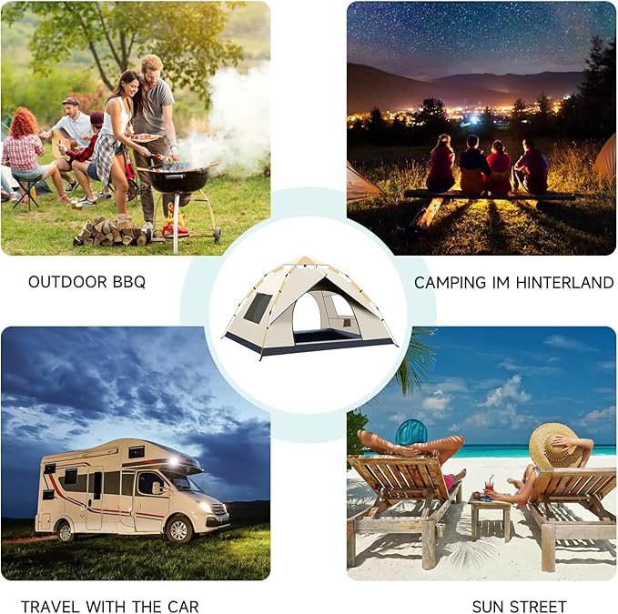 SAN LIKE Camping Tent 2/3/4 Person Instant Easy Pop Up Tents for Camping Lightweight Backpacking Automatic Family Easy Set Up TentPortable Dome Tent for Camping Hiking Traveling