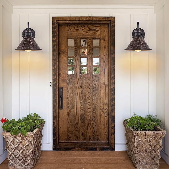 Gooseneck Outdoor Wall Sconce 1-Light E26 Socket Farmhouse Wall Mount Porch &amp Patio Lights9.3Inch Width Casting Aluminum ShadeOil Rubbed BronzeEasily Installed in Outdoor and Indoor.