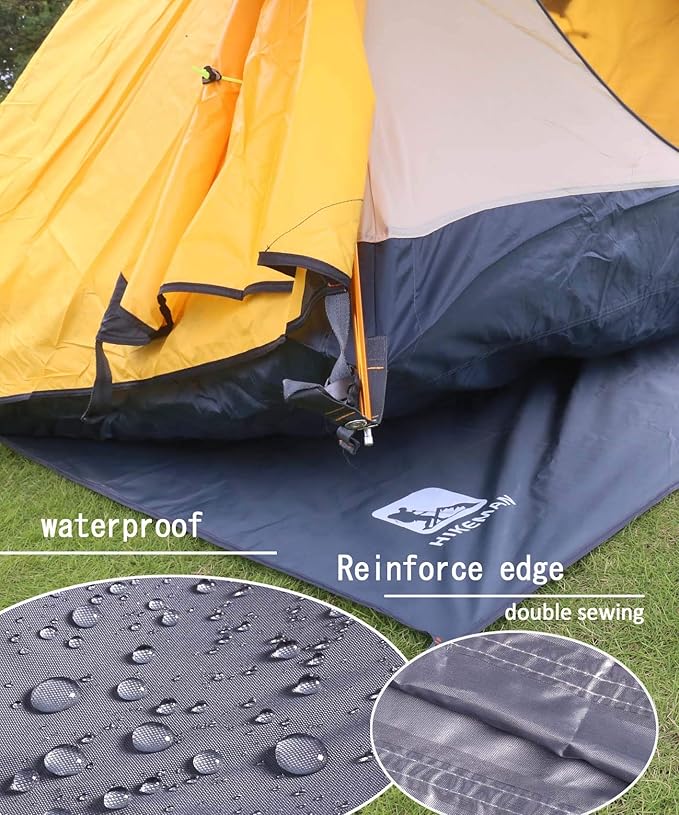 Hikeman Hexagonal Tent Footprint1-4 Person Ultralight Waterproof Tent Tarp Ground Sheet Mat with 6 Tent Stakes for Camping Hiking Picnic Backpacking(L)