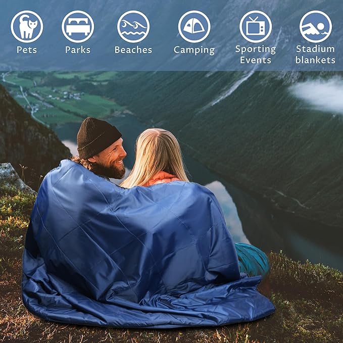 Tirrinia Waterproof Outdoor Blanket with Sherpa Lining Windproof Triple Layers Warm Comfy Foldable for Camping Stadium Beach Picnic Grass Concerts Car Dog 51''X 59'' &amp 59''X 80''