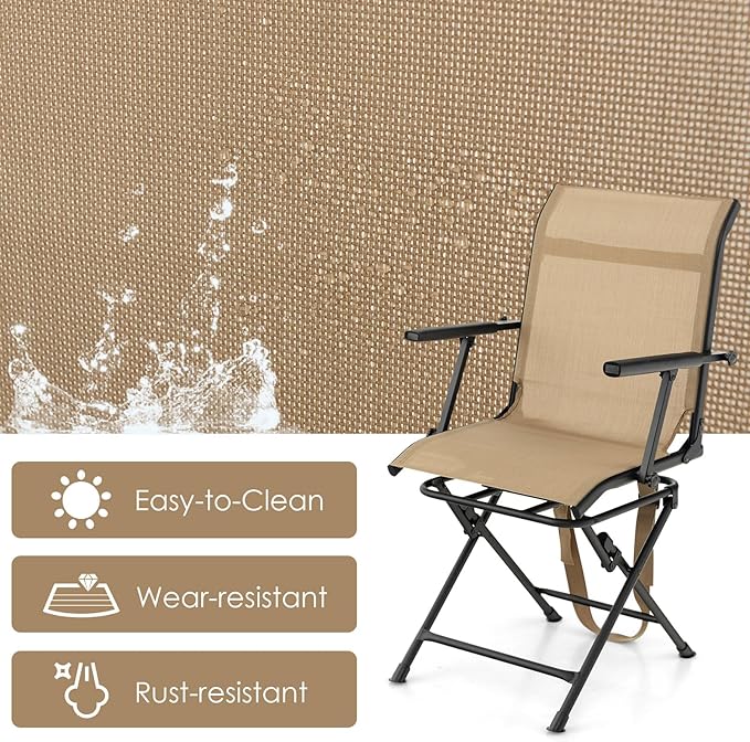 GYMAX Hunting Chair 360 Degree Swivel Hunting Blind Chair with Carry Handle 330 lbs Capacity Comfortable Waterproof Portable and Silent Folding Dove Hunting Chair for Blinds