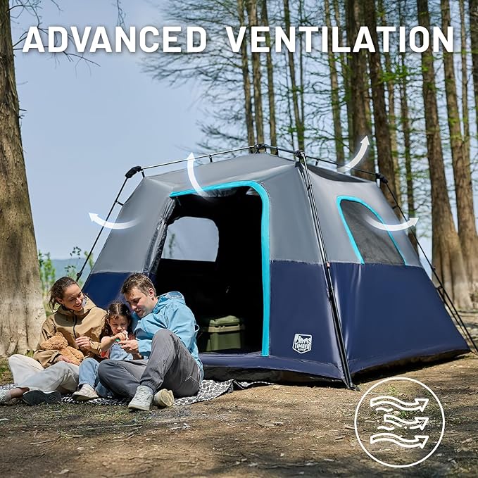 TIMBER RIDGE 5-6 Person Blackout Camping Tent 60s Easy Setup Instant Cabin Tent for Family with Rainfly Water-Resistant 9' x 9' x 72 for Outdoor Adventures Gatherings