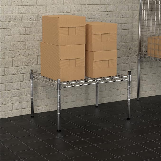 18 x 24 NSF Chrome Wire Stationary Dunnage Storage Rack with 14 Posts Ideal for Commercial Kitchen Home Garage Warehouse Shelters