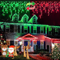 JMEXSUSS 400 LED Red and Green Christmas Lights Red &amp Green Icicle Lights Clear Wire Connectable String Lights Plug in for Christmas Party Outdoor Eaves Home Xmas Decorations