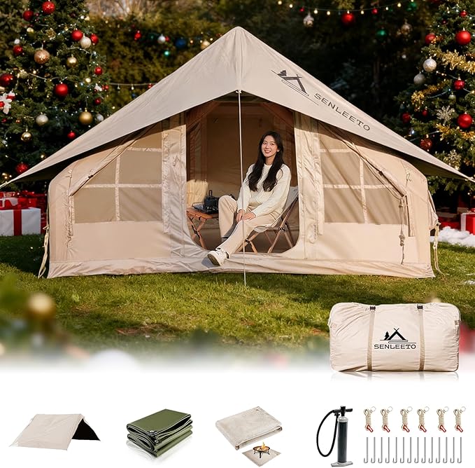 Inflatable Tents for Camping Large Inflatable Camping Tent with Hand Pump Easy Setup Tents for 4-6 People Portable Glamping Tent