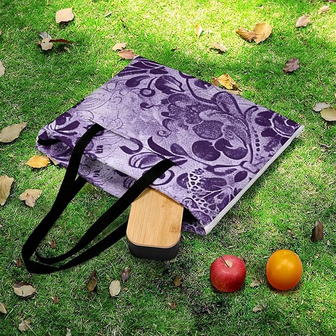 Zipper Purple Lace Pattern Style Picnic Mat Suitable for Travel Camping Park Or Home Use