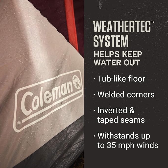 Coleman Skylodge 10-Person Family Tent Weatherproof XL Tent with Rainfly &amp Room Divider Fits 4 Queen-Sized Airbeds Made of PFAS-Free Materials
