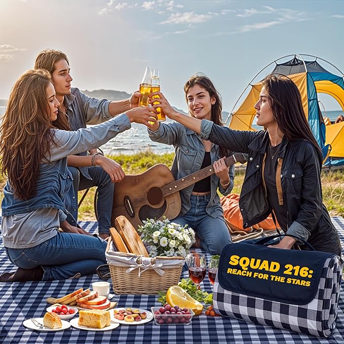 Bulk Personalized Picnic Blankets - Custom Logo or Text – Foldable and Lightweight – Great for EventsWedding Favors Corporate Gifts Employee Swag – 30 Pack