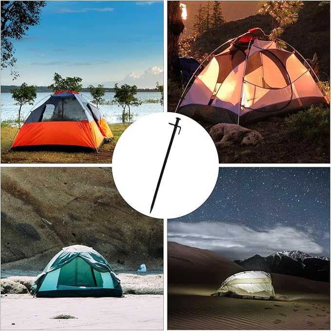 Kisangel 8pcs Heavy Duty Steel Ground Stakes 30cm Camping Pegs Yard Anchors for Outdoor Tent and Tarp Shelter Accessories