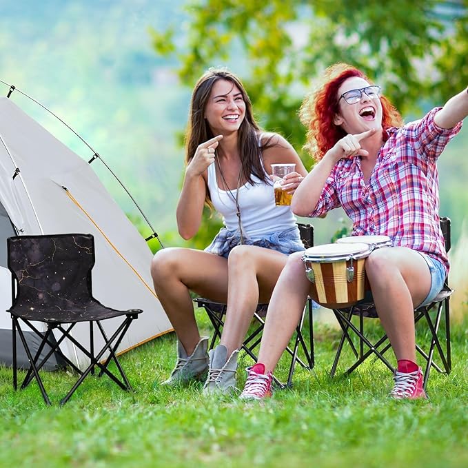 Purple-Gold Luxury Marble Texture Collapsible Camp Chairs for Adults Heavy Duty Ultra-Lightweight Backpacking Camp Chair with Carrying Bag Ice Fishing Chairs for Adults for Lawn Picnic