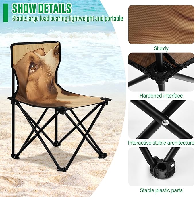 Serious Dog Portable Camping Chairs Folding Chair - Durable Oxford Fabric Lightweight Iron Frame Easy Fold Design - Ideal for Outdoor Activities Camping Fishing and Travel