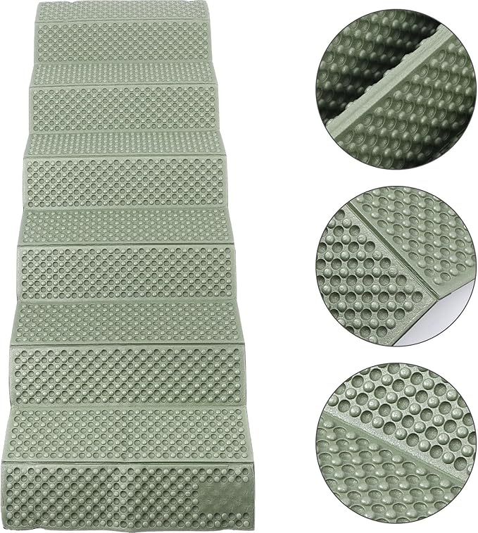 Camping Sleeping Pad Folding Outdoor Waterproof Foam Mat Green Aluminum Film Thickened Moisture-Proof Cushion for Hiking Picnic Camping