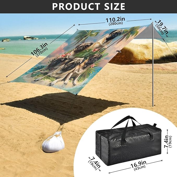 Camping Sun Shelters Pugs in A Island Paradise Beach Canopy 126 * 110.2in