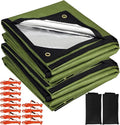 RedSwing 2-Pack Heavy Duty Survival Blanket Waterproof Emergency Thermal Tarp Multipurpose Reflective Insulated All Weather Blankets for Camping Hiking Green11.8 x 8.5 ft