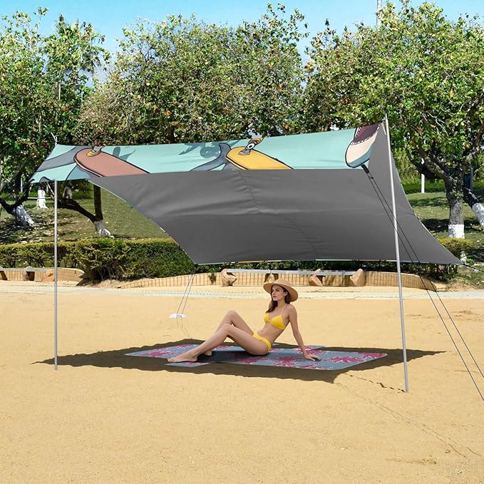 Beach Tent Sun Shelter Skateboarding Shark Sunglasses Lightweight &amp Easy Setup Beach Shade Canopy for Camping Fishing