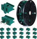 Brightown Commercial 250 FT C9/E17 Christmas Light Sockets Set Spool C9 Outdoor/Indoor String Light Stringer 12 Spacing Green Wire for Wedding Patio Event Party Lighting Decor