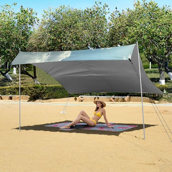 Cute Frolicking Piglet Beach Tent Sun Shelter 9.2' x 10.5' Beach Canopy with 4 Sandbags 4 Stability Poles Sand Shovels - Tent Canopy for Beach Camping Fishing Picnics