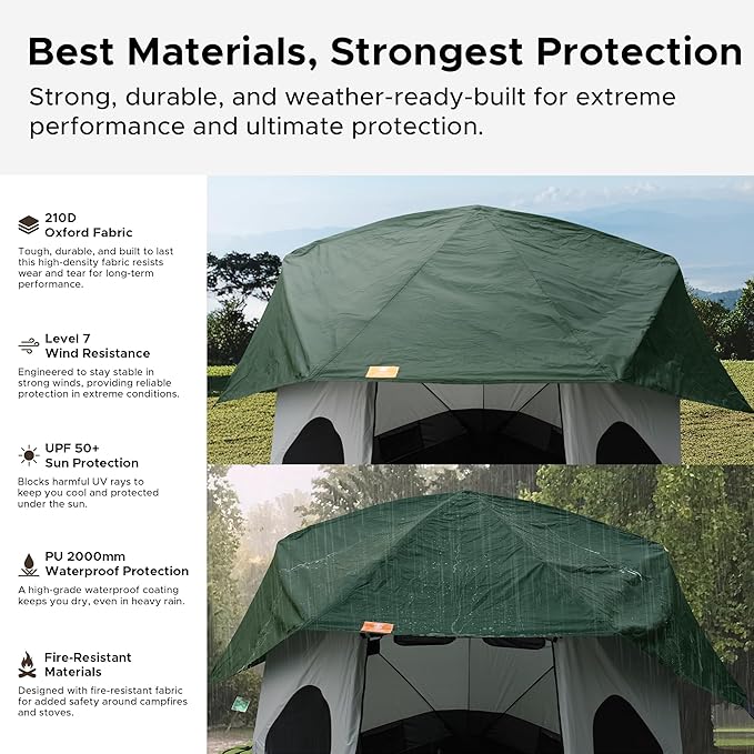 Space Acacia Lite Camping Tent | 2/3/4/8 Person Pop Up Tents for Camping | Lightweight &amp Durable Beach Tent | Level 7 Wind Resistance UPF 50+ | Quick Setup for Camping &amp Backyard