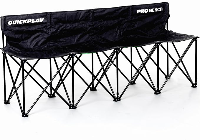 QUICKPLAY PRO Portable Folding Bench – Available in 4 6 and 9 Seats &amp 6-Seat Shelter | Heavy-Duty Fast Set-Up Seating for Sports Camping and Outdoor Activities