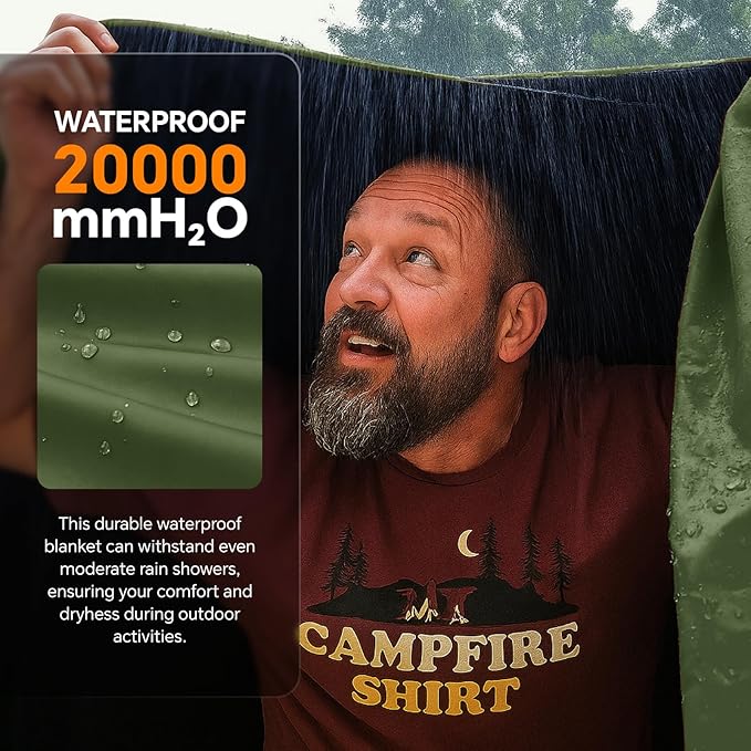 BEDELITE Large Waterproof Camping Blanket for Spring and Autumn Lightweight Packable Blanket for Car Foldable Fleece Stadium Blanket for Outdoor Sports Wearable Machine Washable 55 x 80Green