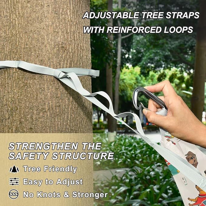 Camping Hammock Outdoor Hammocks for Outside Dog Sketch Beach Trees Portable Lightweight with Pockets Tree Straps Indoor