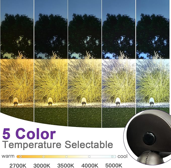 Low Voltage Spot Lights 2700K-5000K Adjustable 7W 520LM IP65 Waterproof CRI 90+ 12-24V AC/DC Outdoor Landscape Light for Garden Yard Bronze ETL Listed 8-Pack