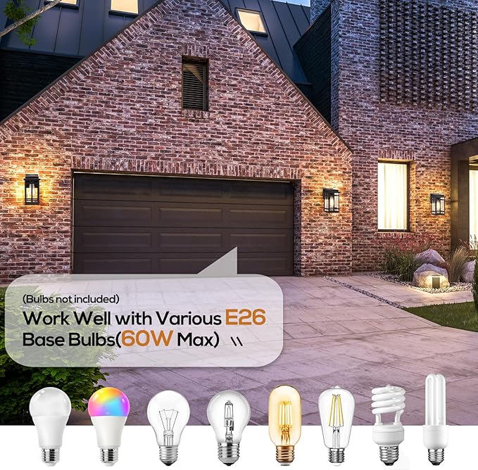9.76'' Outdoor Wall Light Fixtures 2 Packs Waterproof Porch Lights Lanterns Exterior Modern Brown Wall Mount Lighting Anti-Rust E26 Outside Scones for House Front Door Garage Patio 2 Pack