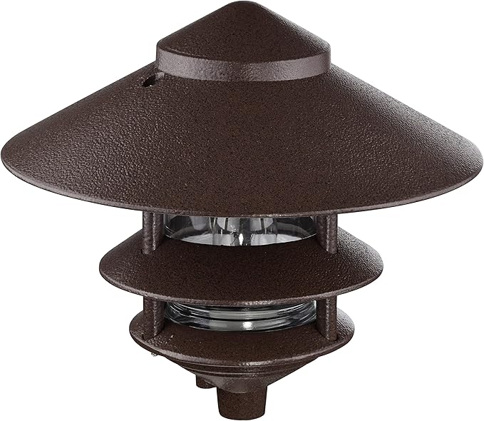 Nuvo SF76/637/04 Outdoor Pagoda Landscape Pathway Light 3 Tier - Large Hood Old Bronze (4 Pack)